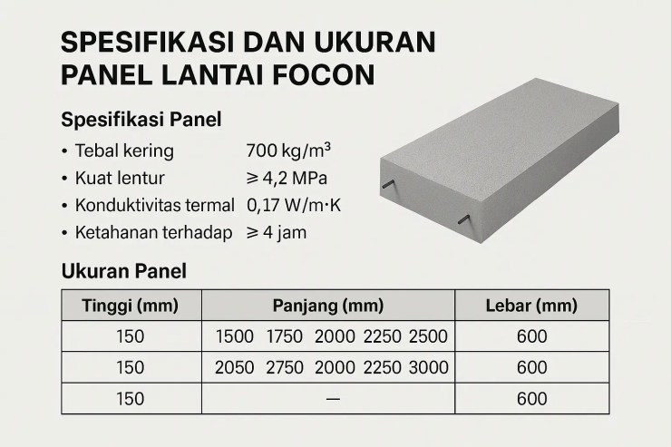 spesifikasi dan ukuran panel lantai focon